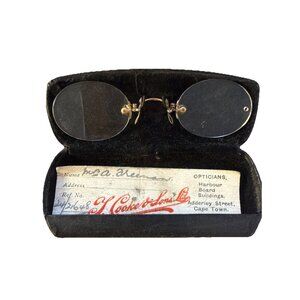 Antique 10k Gold Eye Glasses Spectacles Rimless With Case Card From South Africa